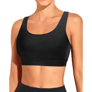 Holipick Women's Sports Bra Bikini Top Criss Cross Swim Top Scoop Neck Bathing Suit Top Swimsuit Top Only