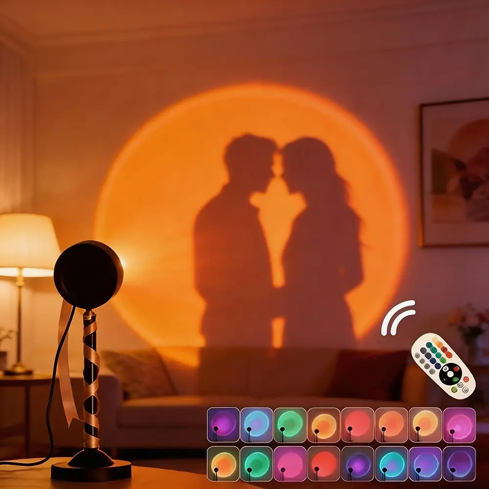 2026 Sunset Projector Light, USB-Powered Creative Photography & Video Light, Floor-to-Ceiling Ambient Lamp for Indoor Decor, Decorative Lighting, Great New Year & Mother's Day Gift, Projection Light, Led Lights