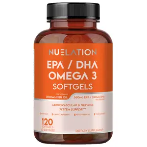 NUELATION Fish Oil - Wild Caught Omega 3 - 120 Softgels - Non GMO, Gluten Free & Keto Friendly