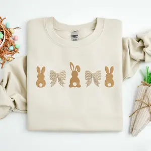 Embroidered Easter Day Sweatshirt, Embroidered Rabbit Hoodie, Embroidered Easter Bunny Shirt, Easter Shirt, Cute Bunny Sweatshirt