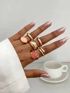 Boho Style Bohemian Influence Glass Unique Gemstones Rings Set, Fashion Stackable Rings, Vintage Multi-Element Fashion Jewelry for Women, Perfect Gift for Friends & Daily Wear