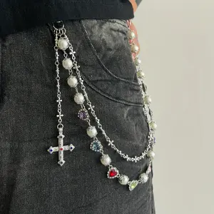 Elegant Imitation Chain Pendant Pants Chain for Men Long Cool Punk Trouse Pocket Belt Key Chains Fashion Accessory for Hip Hop Rock Jeans Jewelry Gifts