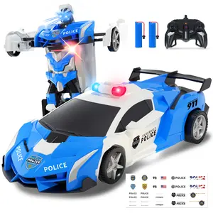 Remote Control Transform Cars, 2.4GHz Signal Robot RC Cars, One - Button Transform Function, 360° Spin, 1:18 Scale,Flashing  Headlights, Glowing LED Eyes , Perfect Christmas And Birthday Gifts For 3 - 8 Year Kids Toys