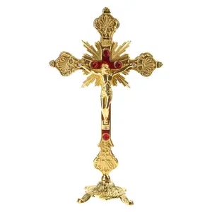 Electroplate Crucifix for Rhinestone Cross Statue Favorite Religious P