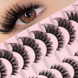 Natural Look False Eyelashes, Cosmetic False Lashes, Volume False Eyelashes, Fake Eyelashes Clusters, 10 Pairs Wispy Faux Cluster Lashes, Natural Sweep Lash Set Volumized False Eyelashes for Women and Girls Eye Makeup Enhancement, DIY Eyelash Extensions