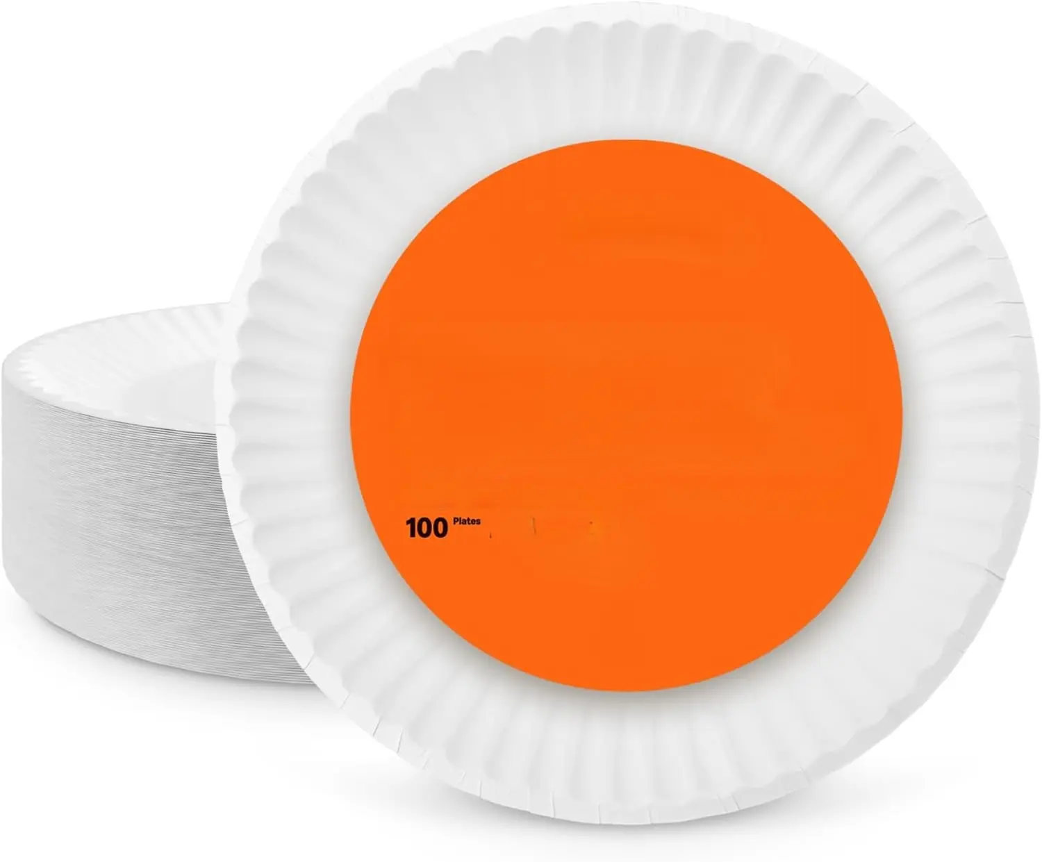 100 Count "9 Uncoated White Paper Plates, Microwave Safe