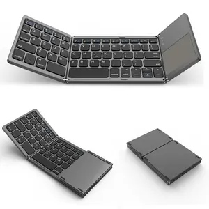 Foldable Bluetooth-compatible Keyboard, Portable Mini Pocket Size Keyboard with Touchpad, Dual Mode Folding Rechargeable Wireless Keyboard for Tablet & Laptop