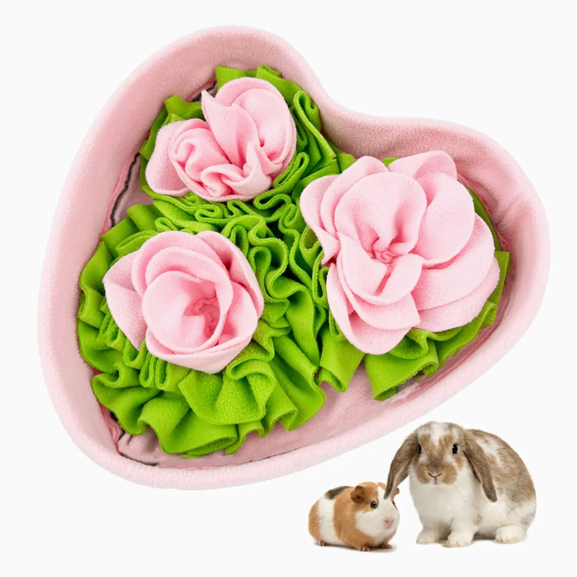 Rabbit Snuffle Mat, Bunny Foraging Feeding Mat, Interactive Slow Feeder Enrichment Toy, Flower Pet Puzzle Mat for Rabbits, Guinea Pigs, Cats & Small Dogs, Non-Slip Durable Design