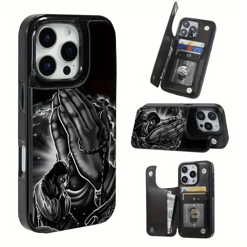 Personalized Pattern Functional TPU Phone Case with Pattern Design, Including Card Slots and Various Uses, Such as Storing Bank and Transportation Cards. Suitable for iPhone 17 16 15 14 13 12 PRO MAX PLUS, AIR Models, Ideal Holiday Gift for Friends