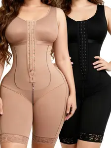 Fajas Colombianas Woman Tummy Control Butt PostSurgery Compression Faja Lipo BBL Double Layer Waist Trainers with Spiral Bones Shaper Corset Set Full Body Shapewear with Zipper Spandex Womenswear Minimalist Bodysuit