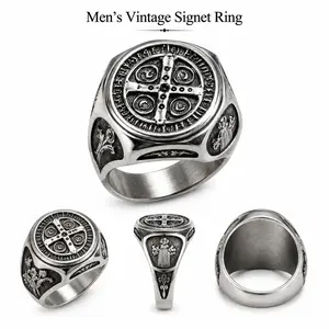 Men’s Stainless Steel Saint Benedict Ring