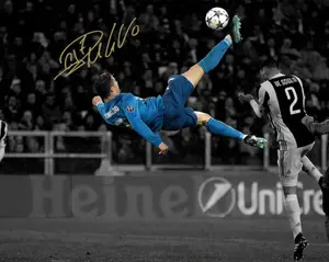 Cristiano Ronaldo iconic bicycle kick football legend signed photo autograph print poster wall art interior