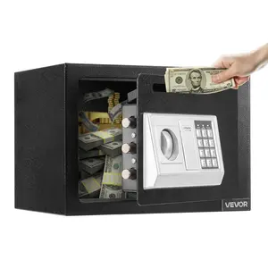 【Spotlight Day】VEVOR 0.6 Cubic Feet Drop Safe, Drop Slot Safe Box with Password and Turn Knob, Heavy Duty Compact Cash Depository Box with a Front Lock Slot for Cash, Bank Slips, Jewelry, Documents, Bills, Black