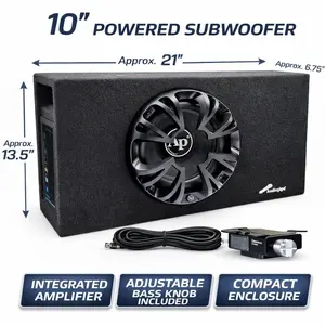 Audiopipe MAP Single 10" Amplified Ported Bass Enclosure 1200W Subwoofer