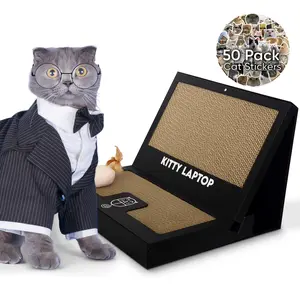Kitty Laptop - Toy Cat Laptop with 2 Scratchboards, Catnip Mouse Toy, 50 Pack Cat Stickers & Interactive Eco-Friendly Cat Computer for Cats
