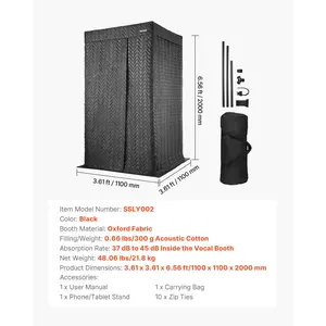 VEVOR 6.56 ft Portable Vocal Booth Pro-Grade Recording Studio for Echo-Free Vocals