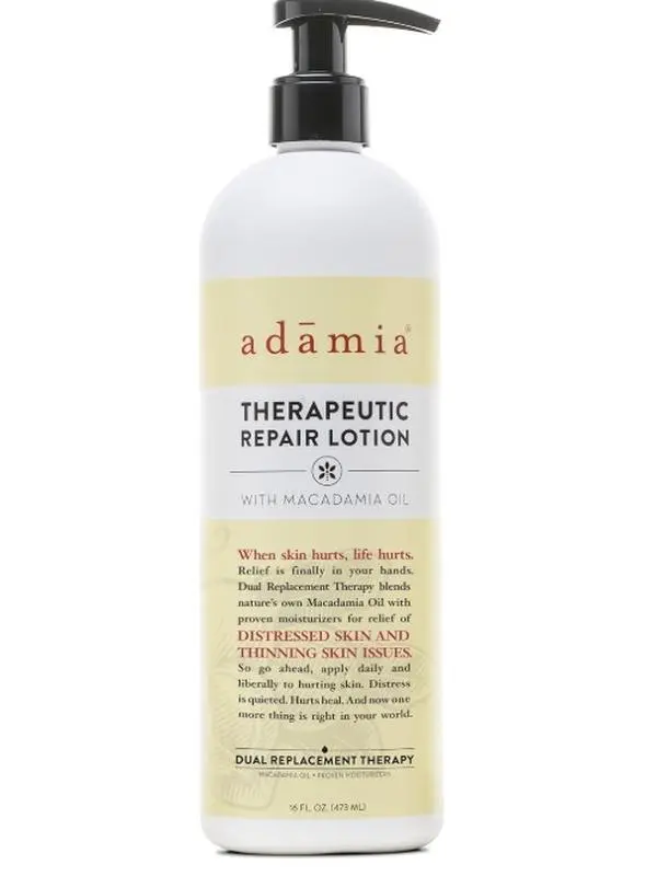 Adamia Therapeutic Repair Lotion with Macadamia Oil & Promega-7, Fragrance-Free, Paraben-Free, Non-GMO – 16 fl oz
