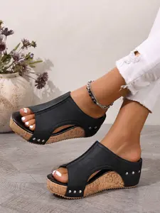 Summer Waterproof Wedge Heel Sandals for Women, Thick Sole Platform Shoes, Elegant Open Toe Outdoor Slippers, Comfortable Breathable