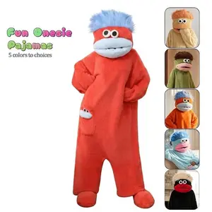 Unisex Hooded One-Piece Pajamas, Coral Fleece Warm Loungewear, Cozy Sleepwear for Men and Women, Soft and Comfortable Nightgown