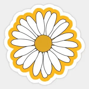 Simple White Daisy Flower Sticker