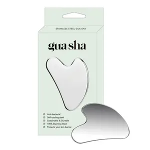 Nuanchu  Stainless Steel Gua Sha Facial Tools Metal Guasha Tool for Face Body Jawline Shaper, Double Chin Reducer, Puffiness Reducing, Lymphatic Drainage Massager, Face Lifting Skin Care Gift with Pouch(Silver)