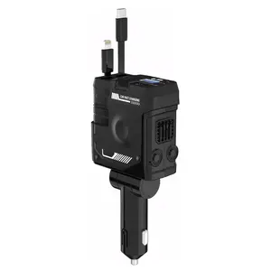 4 in 1 Retractable Car Fast Charger in Mech-Style 65W Charger Car Charger with Retractable Cablea and Multi-Port usb c