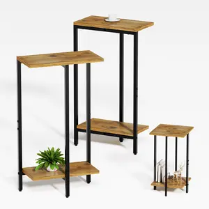 Side Tables Set of 2, Sofa Table for Small Spaces, Narrow Side Table with 2-Tier Storage Shelf, Small End Tables for Living Rooms, Bedrooms, and Hallways