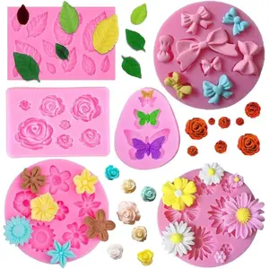 Flower Fondant  Molds Leaf Bow Bowknot Daisy Butterfly Cake Candy Mould for Cake Decoration, Fudge,Polymer Clay,Soap, Confectionery Projects