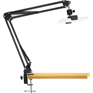 Overhead Video Stand Phone Holder Articulating Arm Phone Mount Table Top  Scissor Boom Arm Articulating Phone Stand Tablet Phone Holder for Streaming Phone Baking Crafting