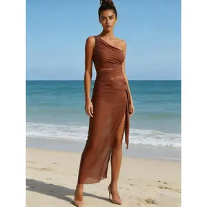 Women’s 2-Piece One-Piece Swimsuit Set | Summer Solid Color Ruched Bathing Suit with Shawl & Skirt Cover-Up | Stylish Matching Swim Outfit for Beach Vacation Resort Pool Seaside