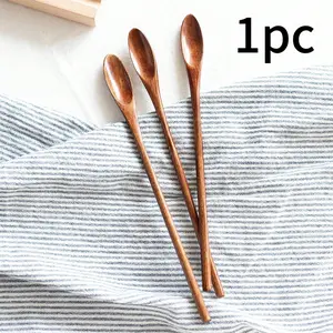 Wooden Coffee Stirrer Spoon, Tea Spoon, Long Handle Round Shape, Kitchen Tool, Christmas Gift, Halloween, Easter, Thanksgiving Day Decoration