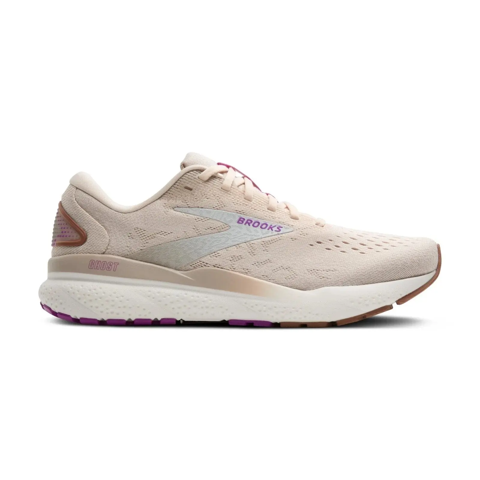 Brooks Ghost 16 Running Shoe in Almond Peach/Coconut/Purple | Women's