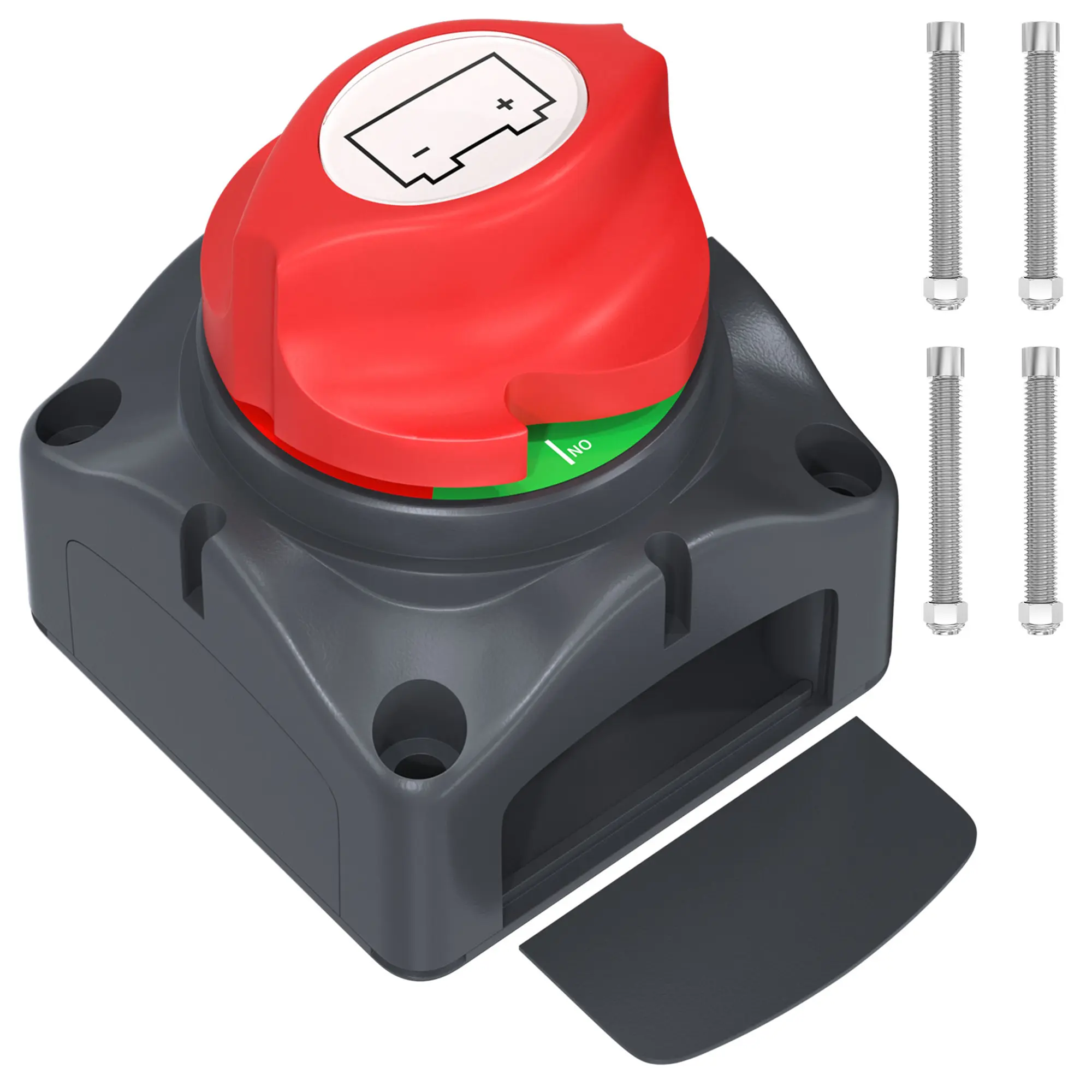 Eunik Waterproof Battery Disconnect Switch, 12V-48V Master Cut Off with Dual Battery Support, ABS Plastic, Includes Screws for Car, Boat, Marine Users, Batteries