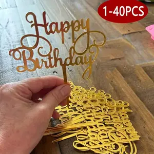 Happy Birthday Acrylic Cake Topper, Modern Letter Pattern Party Decoration, Creative Birthday Gift for Family and Friends