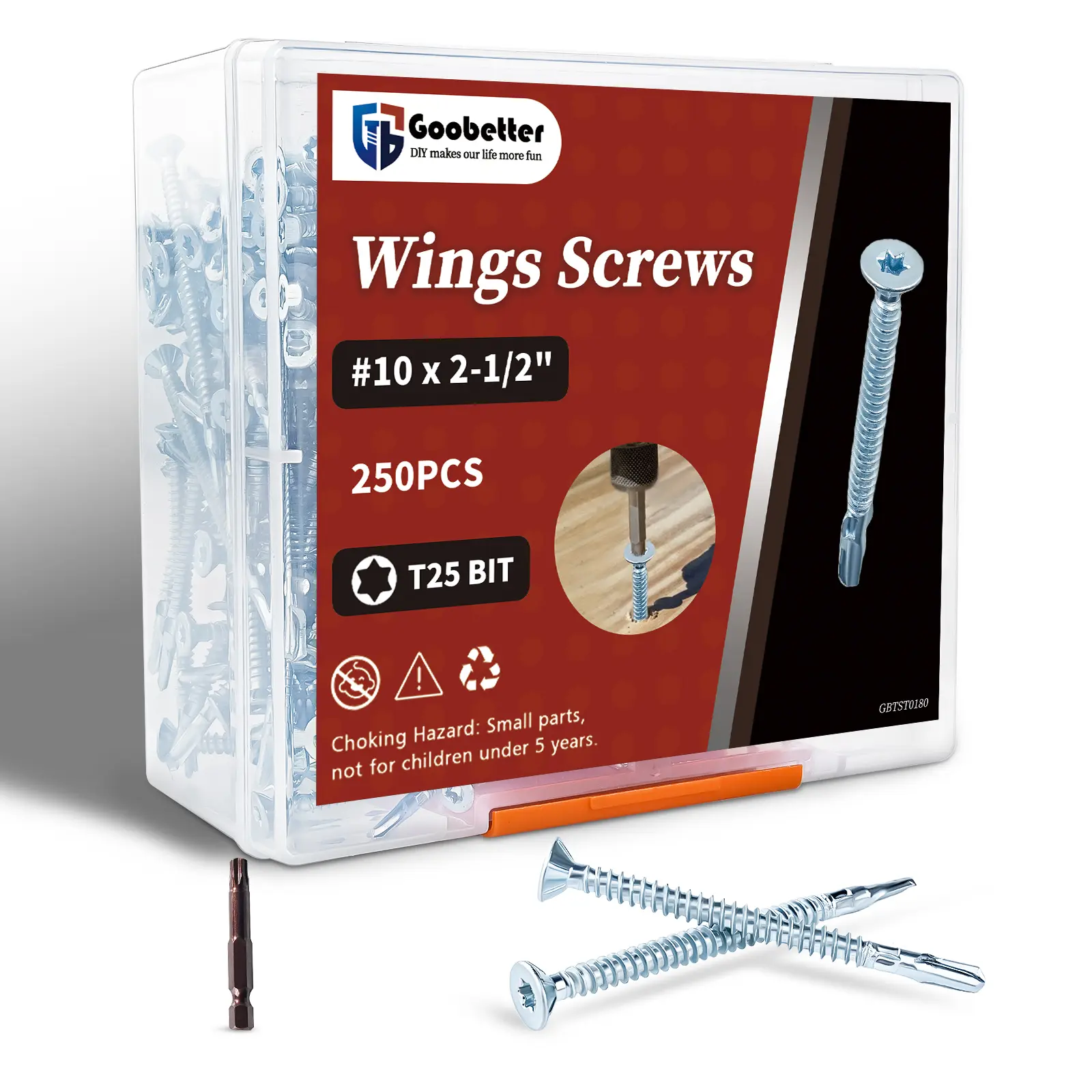 150pcs/250pcs Zinc Plated Self Drilling Screw Assortment Kit, Winged Torx Head Tek Screws + Hex Head Self Drilling Concrete Masonry Screws, Star Drive Tek Screws Set for Sheet Metal, Roofing, Framing, Masonry Repair