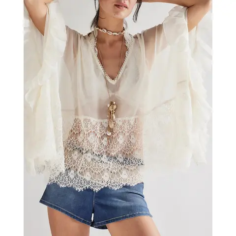 Women’s V Neck Poncho Tops Batwing Sleeve Solid Color Loose Fit T-Shirts Blouses