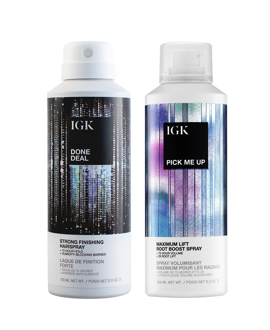 IGK Hair Sky High Set - Done Deal Strong Finishing Hairspray & Pick Me Up Maximum Lift Root Boost Spray for 72-Hour Hold and Volume