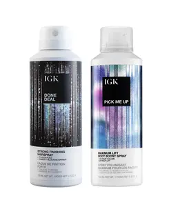 IGK Hair Sky High Set - Done Deal Strong Finishing Hairspray & Pick Me Up Maximum Lift Root Boost Spray for 72-Hour Hold and Volume