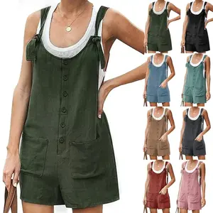 Women’s summer casual cotton–linen jumpsuit, shorts; minimalist women’s clothing GARMENTARY