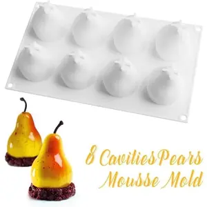 Pear Shape Silicone Mold - Fruit Shaped Dessert Mold for Baking, Ideal for Fondant, Sugar Candy, Jelly, Chocolates & Cake, Practical Silicone Bakeware Accessory, Reusable Chocolate Mold, Silicone Cake Pan, Silicone Baking Molds