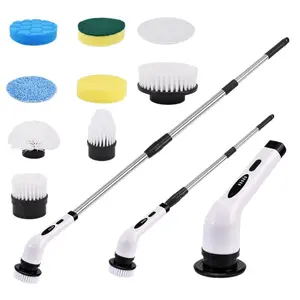 Cordless Multifunctional Spin Scrubber: Velorao 9-in-1 Power Cleaning Kit with Extendable Long Handle, Multi-Surface Brush for Shower, Tub & Kitchen, Splash-Proof Handheld Scrubber for Deep Clean