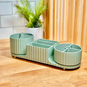 360° Rotating Bathroom Countertop Organizer - 3D Printed Caddy for Makeup, Skincare, Toiletries (Home Storage Utility Rack)