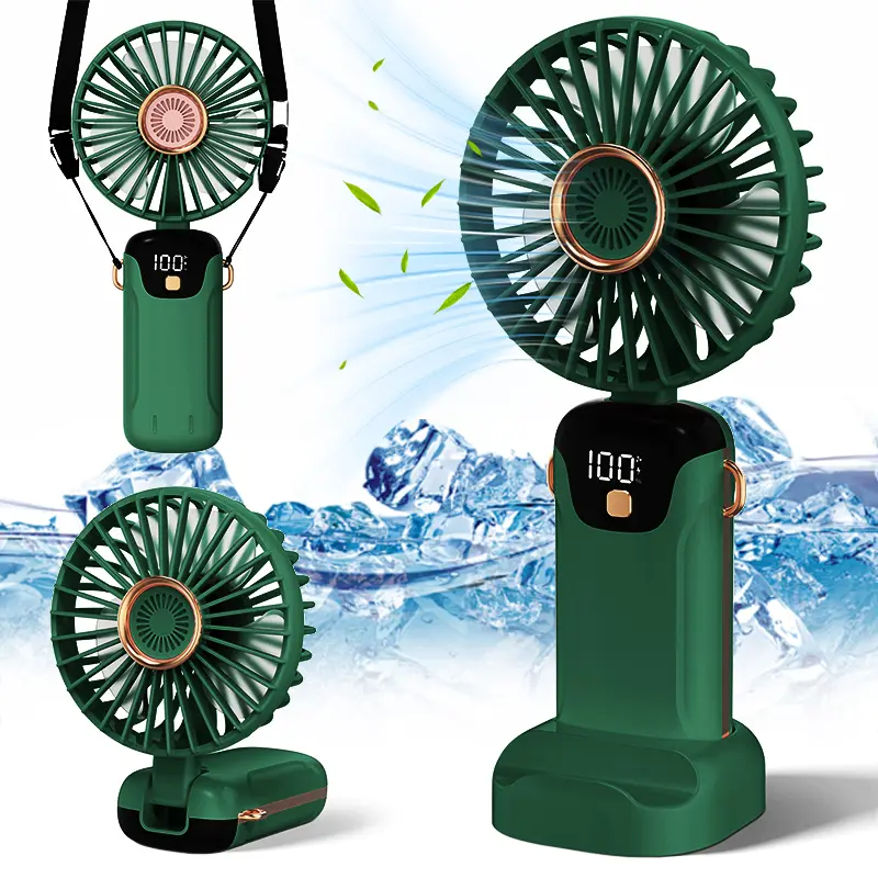 【FathersDayGift】Portable Handheld Electric Fan with Phone Holder,1 Count USB Rechargeable Foldable Electric Fan with Digital Display,Silent Fan for Outdoor Travel Office Use,Portable Fan,Portable Mini Fan,summerwins,summersale