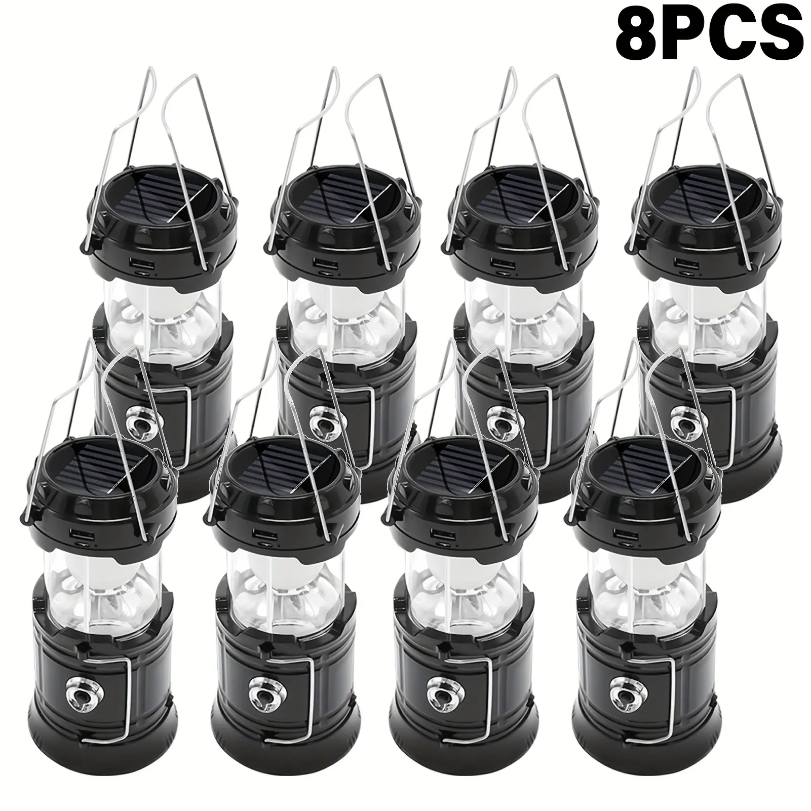 4/8 Pack Collapsible Portable LED Camping Lantern, Lightweight, Waterproof Solar USB Rechargeable LED Survival Kits For Indoor Outdoor Home Emergency Light Power Outages Hiking, Camping Accessories,strong light Flashlight,Gifts