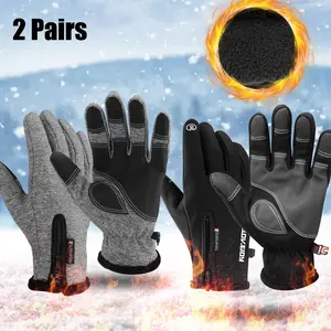 2 Pair Winter Waterproof Thermal Gloves for Men & Women - Touchscreen-Friendly, Windproof for Skiing, Running, Cycling, Hiking, and Outdoor Adventures