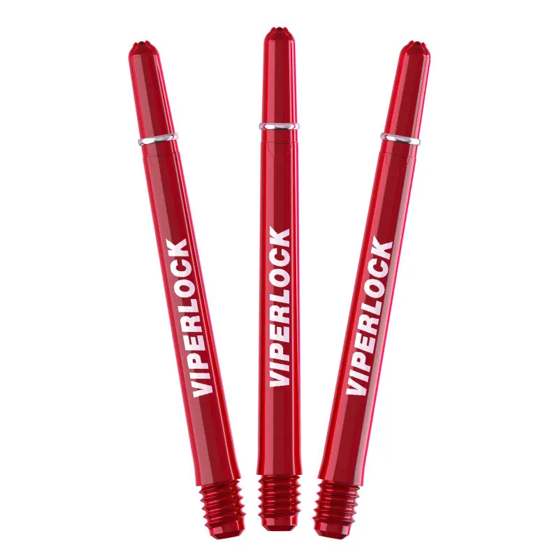 Shatter-Resistant Polycarbonate Dart Shafts, 3-Pack Medium Red with Aluminum Locking Ring Flight Retainers, Customizable 2BA Threads for Balanced Throws