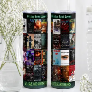 B!tchy Book Lovers  20oz Tumbler with Handle, Insulated Stainless Steel Mug, Vacuum Travel Cup with Straw Lid, Gift for Summer