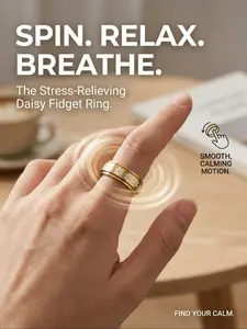 Stress Relief Daisy Rotating 18k Stress Ring, Fashion Jewelry Gift for Women, Perfect for Valentine's Day, Ramadan, Christmas