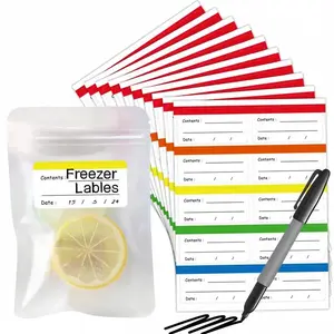 Freezer Labels, 10 Sheets/100pcs Food Storage Labels Stickers, Removable Meal Tags Stickers for Home Kitchen Dining Room Picnic Camping, Self Adhesive Stickers(without Pen)