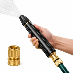 Home high-pressure car wash water gun,Heavy Duty High Pressure Hose Nozzle Adjustable Twist Spray Gun with Brass Connector for Car Wash Garden Cleaning Lawn and Outdoor Watering